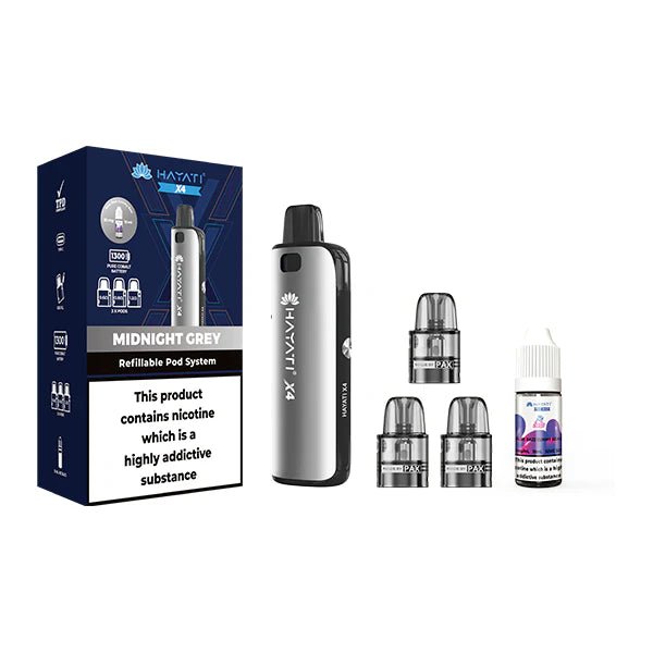 Hayati X4 Refillable Pod Vape Kit Includes 1X Nic Salts 20mg + 3x Refillable Pods - Mister Vape