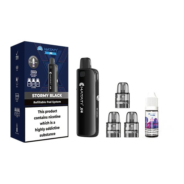 Hayati X4 Refillable Pod Vape Kit Includes 1X Nic Salts 20mg + 3x Refillable Pods - Mister Vape